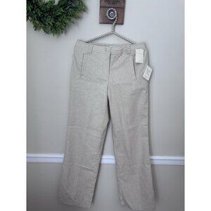 NWT Christopher Banks Womens Size 4 Linen Blend Pants Straight Leg Wrinkle Free